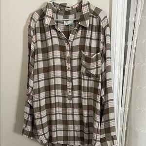 Anthropologie Brown Plaid Button Down Shirt